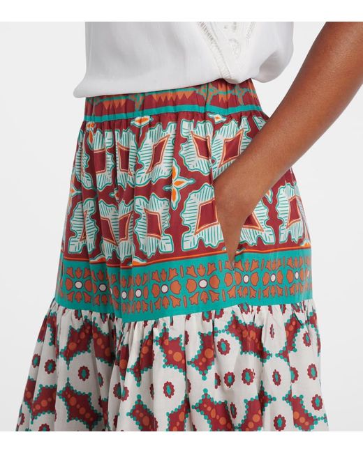 LaDoubleJ Big Printed Tiered Cotton Maxi Skirt