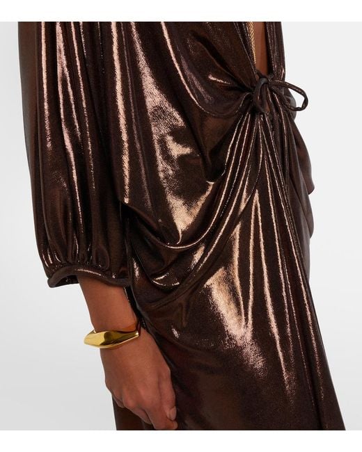 Adriana Degreas Brown Cutout Draped Kaftan