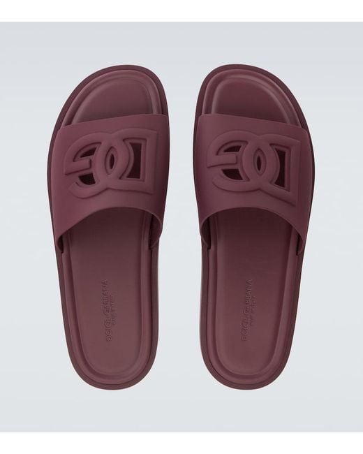 Dolce & Gabbana Purple Dg Rubber Slides for men