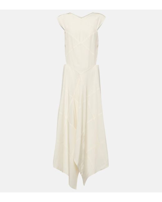 Joseph White Danube Silk Crepe De Chine Midi Dress