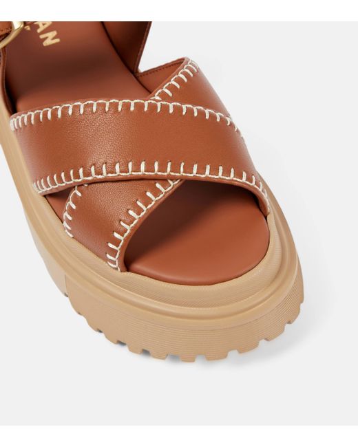 Hogan Brown Leather Slingback Sandals