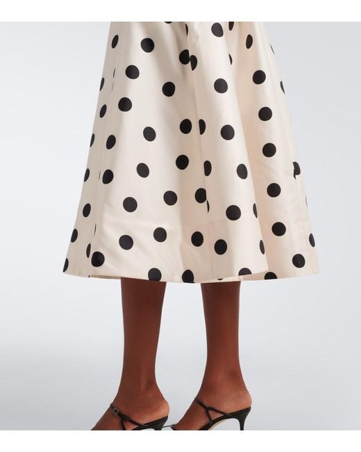 Rebecca Vallance White Bow-Detail Polka-Dot Midi Dress
