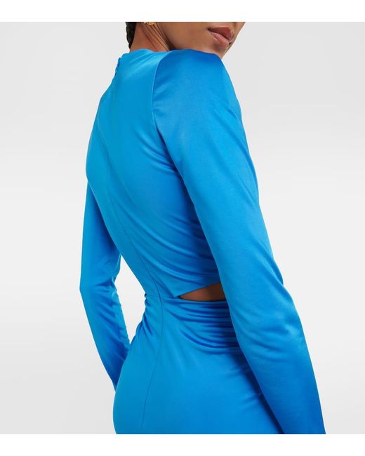 Versace Blue Medusa Biggie Cutout Satin Midi Dress