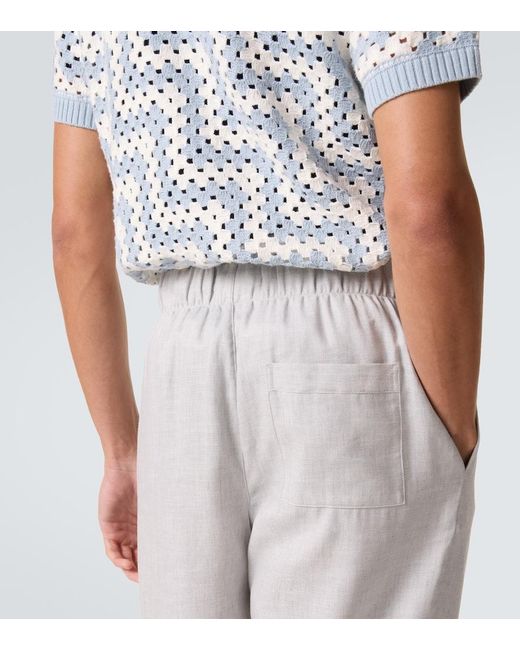 Frescobol Carioca Gray Luan Linen And Cotton-Blend Straight Pants for men