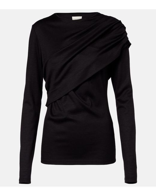 Isabel Marant Black Asna Draped Virgin Wool Top