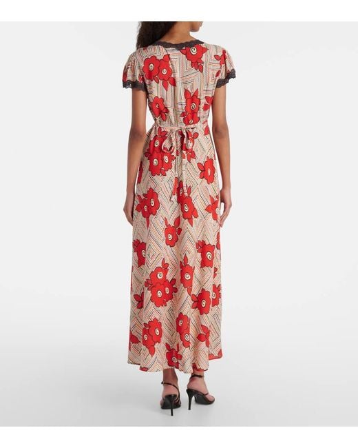 Robe Midi Clarice A Fleurs Rixo en coloris Red