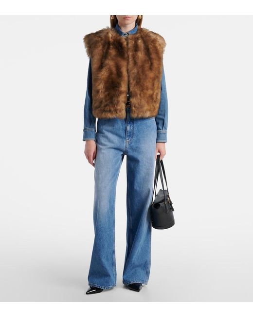 Dolce & Gabbana Brown Cropped Shearling Vest