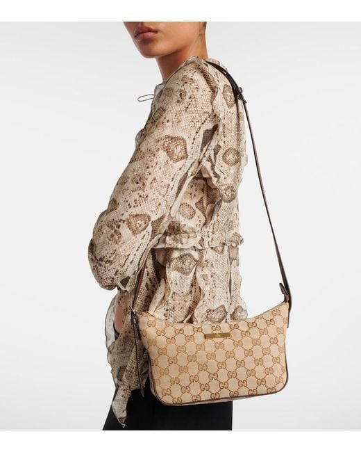 Gucci Brown Lady Lunetta Small Gg Canvas Shoulder Bag