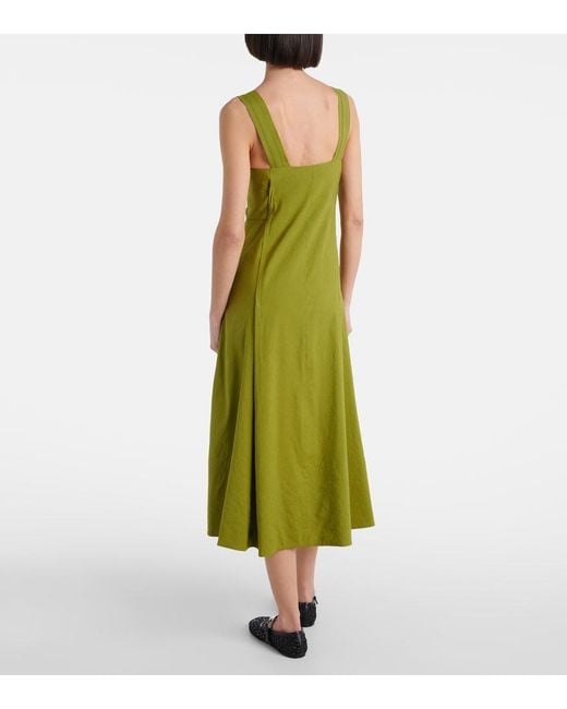 Vince Green Linen-Blend Midi Dress
