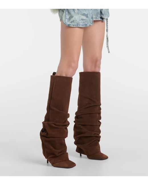The Attico Brown Rea Suede Knee-High Boots