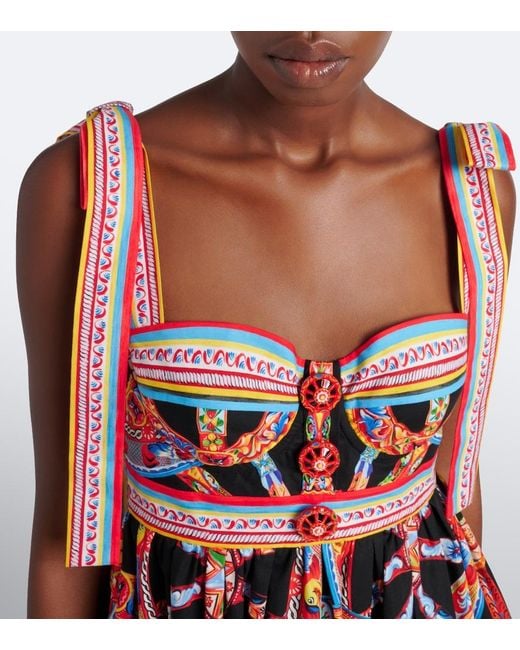 Dolce & Gabbana Red Carretto Cotton Minidress