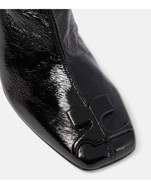 Courreges Black Heritage Logo Vinyl Knee-high Boots