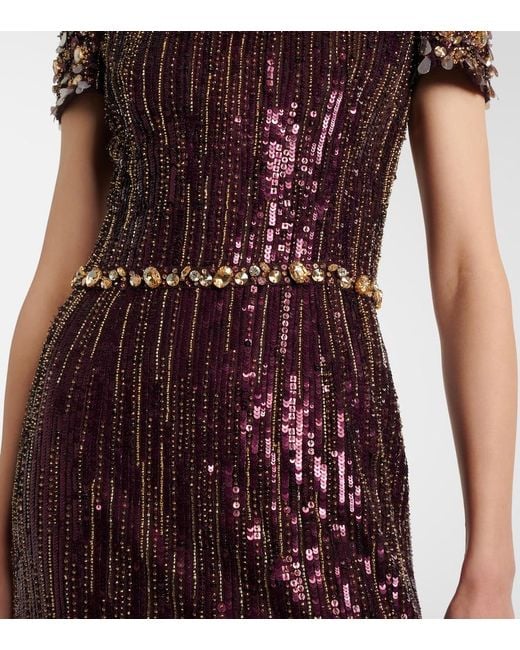Jenny Packham Purple Ninetta Sequined Gown