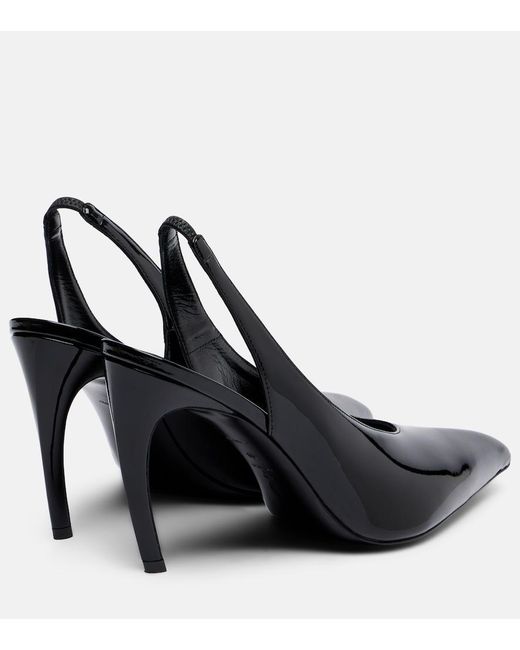 The Attico Black Viper Leather Slingback Pumps
