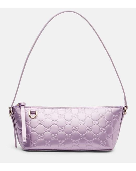 GUCCI GGロゴ ケース パープル Gucci Gg Emblem Mini Patent Leather Shoulder Bag in Purple | Lyst