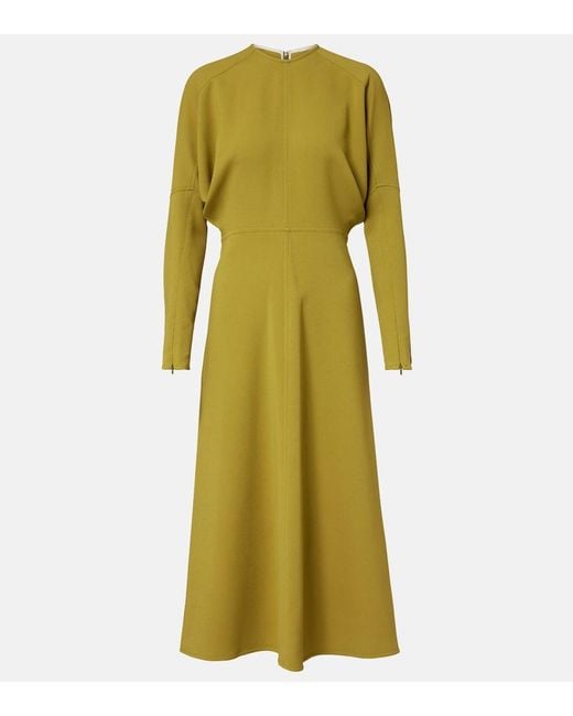 Victoria Beckham Green Dolman Cady Midi Dress