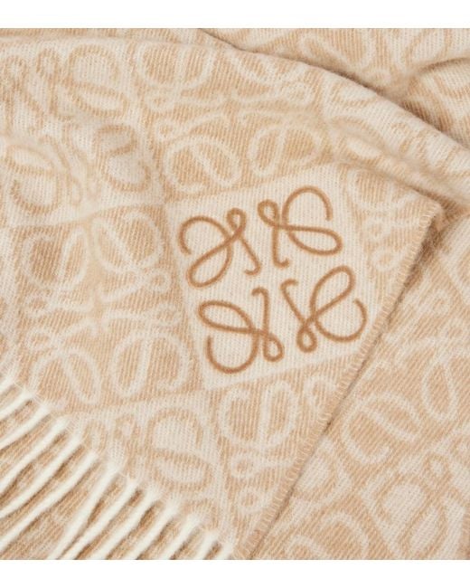 Loewe Natural Anagram Wool And Cashmere Scarf