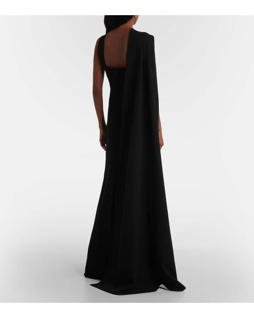 Roland Mouret Black Asymmetric Caped Cady Gown