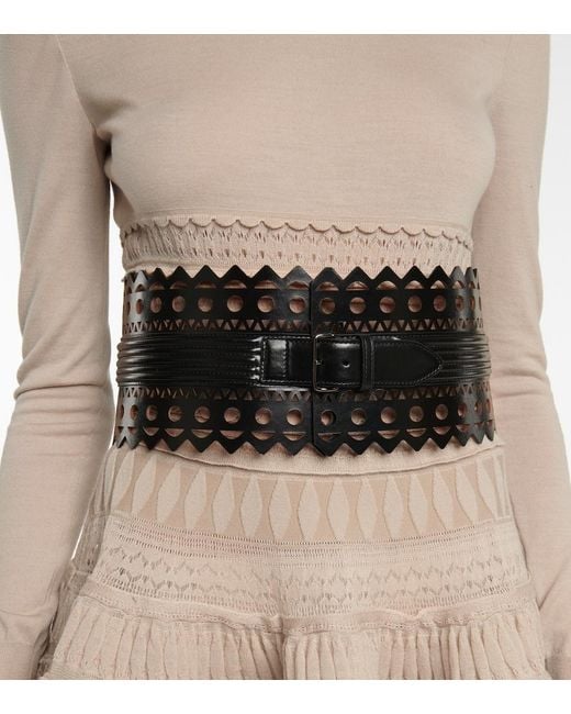 Alaïa Black Leather Corset Belt