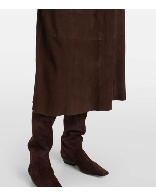 Vince Brown Suede Midi Skirt
