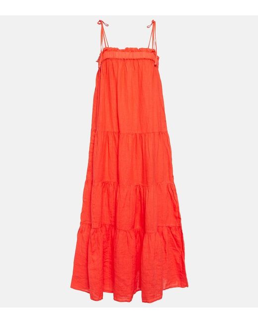 Velvet Charlie Tiered Linen Maxi Dress