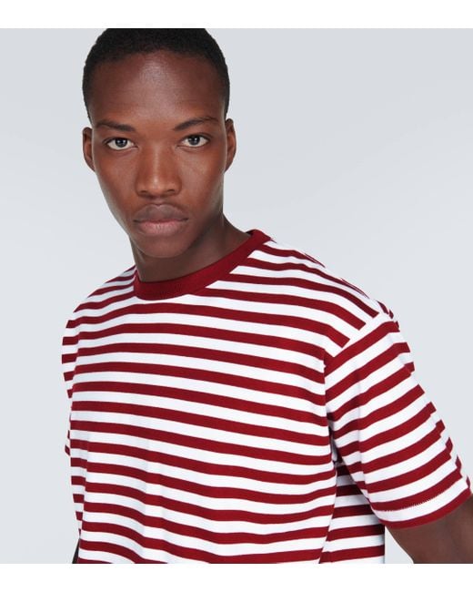 Bode Red Sawyer Striped Cotton T-shirt for men