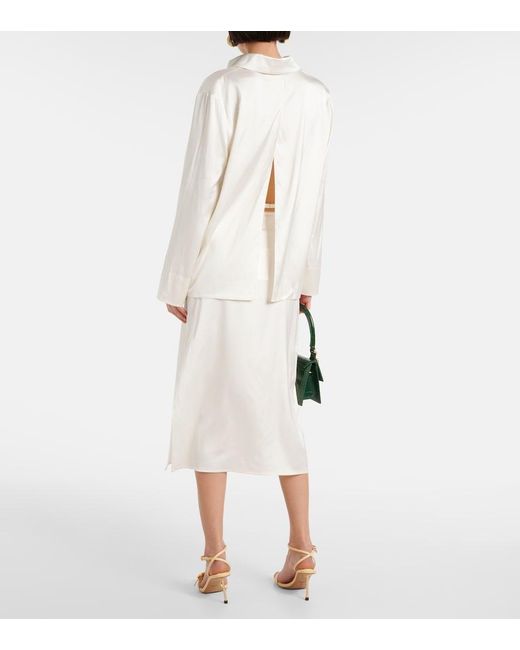 Jacquemus White La Chemise Notte Satin Top