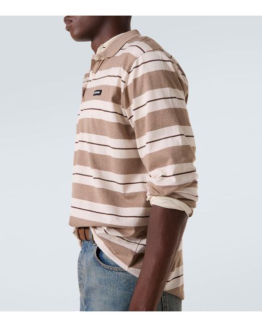Miu Miu Natural Striped Cotton Jersey Polo Shirt for men