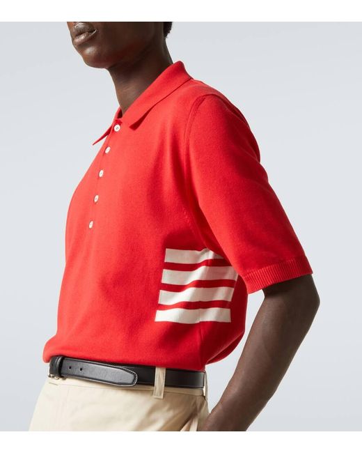 Polo De Algodon Con 4-Bar Thom Browne de hombre de color Red