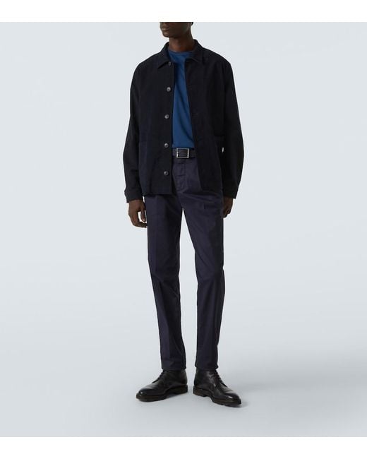 Sunspel Blue Cotton Moleskin Overshirt for men