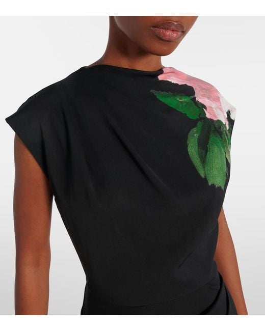 Robe Midi A Fleurs Erdem en coloris Black