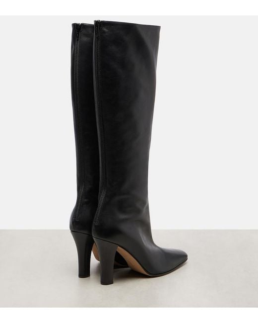 The Row Black Mona Leather Knee-High Boots