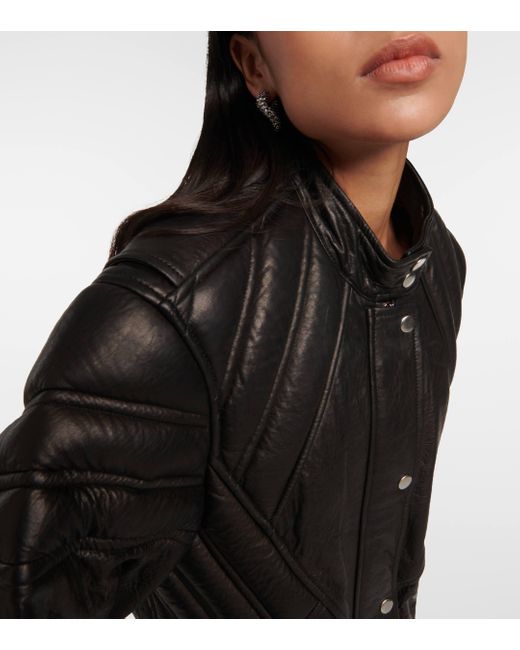 Isabel Marant Black Padded-panels Leather Jacket