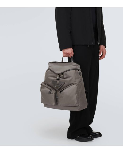 Prada Gray Re-nylon Backpack for men