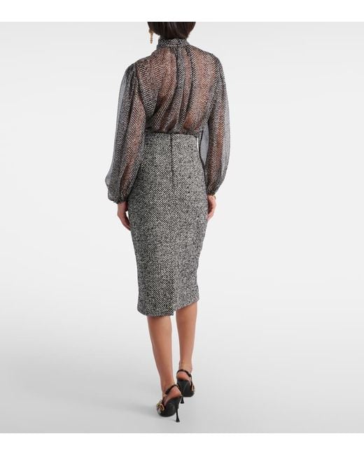 Jupe Crayon A Taille Haute Dolce & Gabbana en coloris Gray