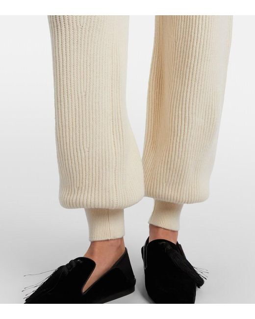 Loro Piana Natural Juniper Ribbed-Knit Cashmere Sweatpants