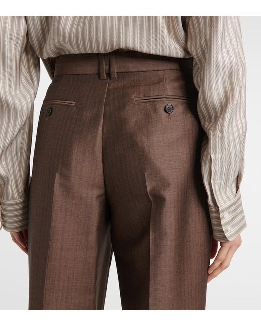 The Row Brown Norbert Mohair And Wool Straight Pants