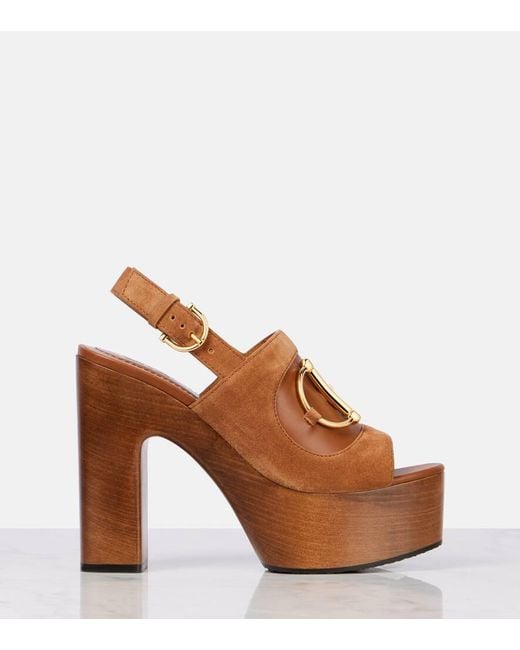 Gucci Brown Platform Sandal With Horsebit, Size 35 It