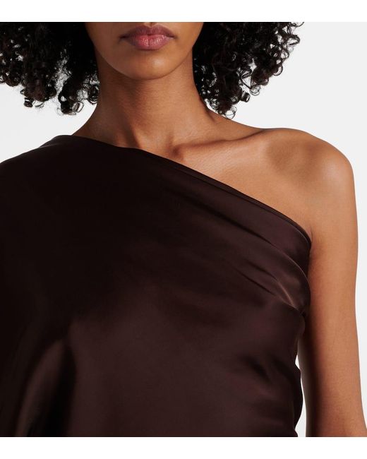 Rick Owens Brown Hollywood Charmeuse Asymmetric Top