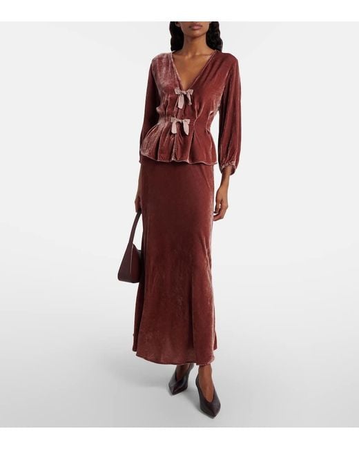 Velvet Red Midirock Felicity Aus Samt