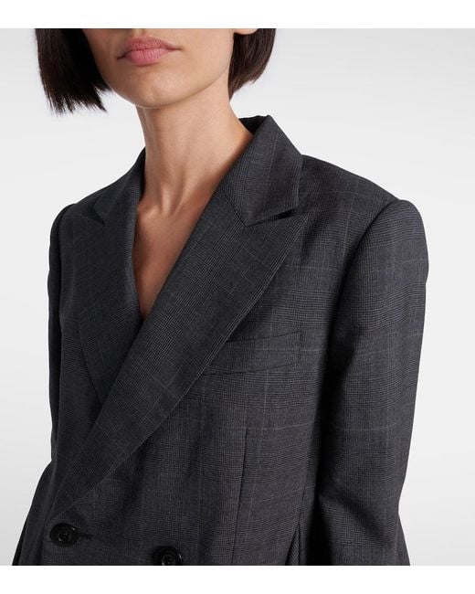 Sacai Black Prince Of Wales Checked Wool Blazer