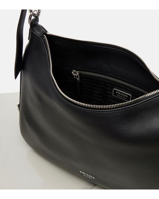 Prada Black Fold Large Leather Shoulder Bag