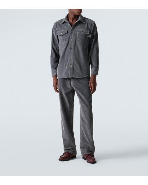 Bottega Veneta Gray Matt Cotton Corduroy Shirt for men
