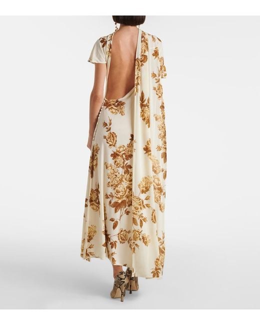 Magda Butrym Metallic Floral Scarf-Detail Midi Dress