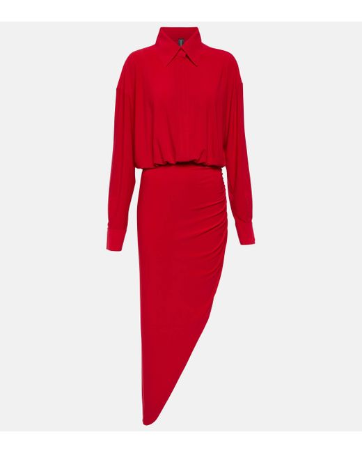 Norma Kamali Red Draped Jersey Gown