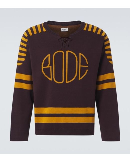 Bode Blue Rink Cotton Jacquard Sweater for men