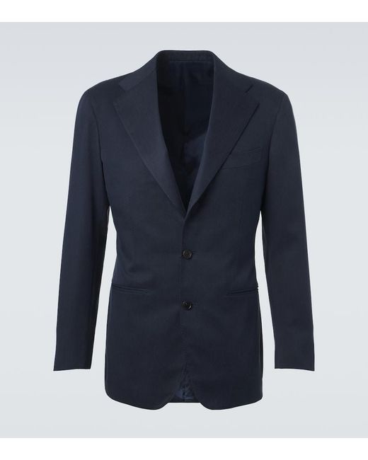Saman Amel Blue Silk Suit Jacket for men