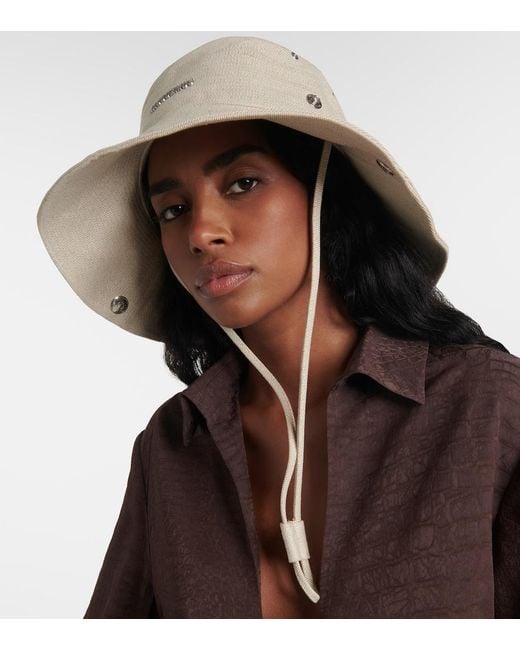 Jacquemus Natural De-Nimes Linen And Cotton Denim Bucket Hat