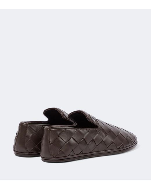 Bottega Veneta Brown Sunday Intrecciato Leather Slip-On Shoes for men