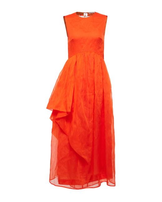 Cecilie Bahnsen Fang Organdie Midi Dress in Orange (Red) | Lyst UK